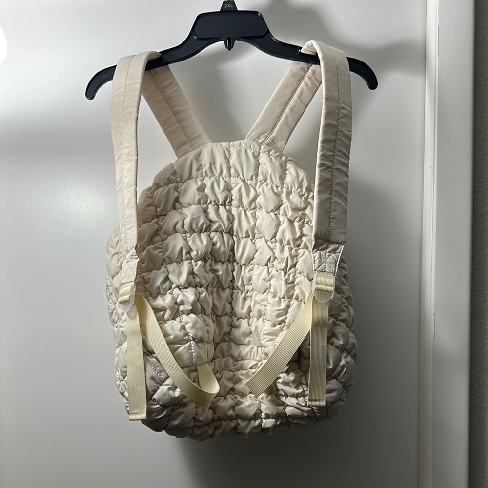 Cream Quilted Backpack - Picture 2 of 4